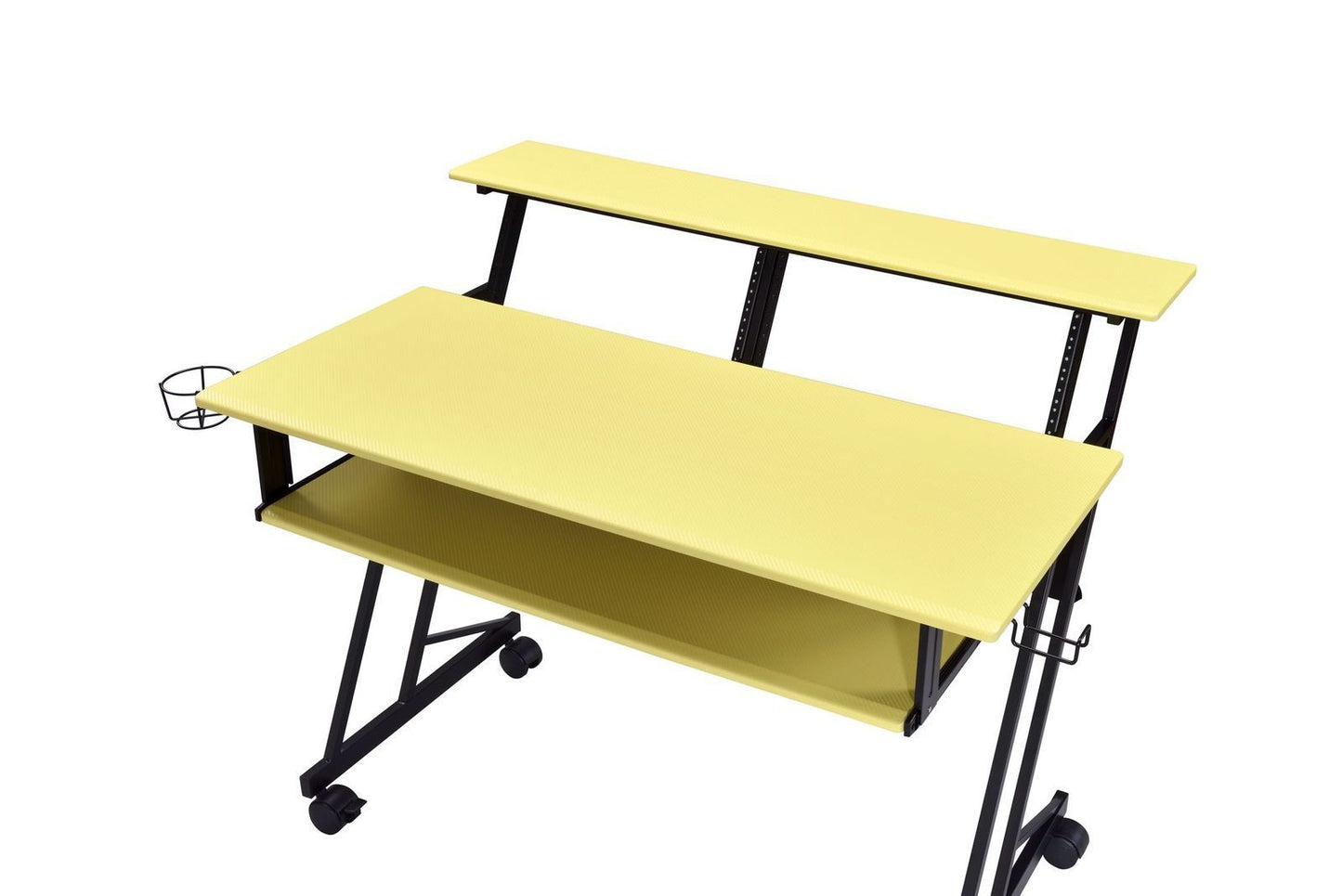 Yellow & Black Suitor Music Studio Desk with Keyboard Tray and Shelf