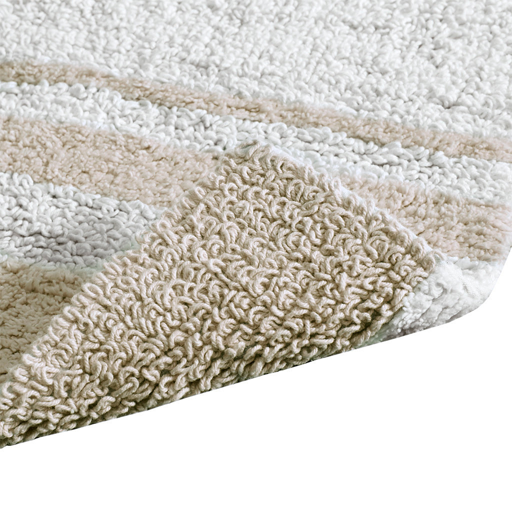 Reversible Cotton Spa Bath Rug with Striped Design