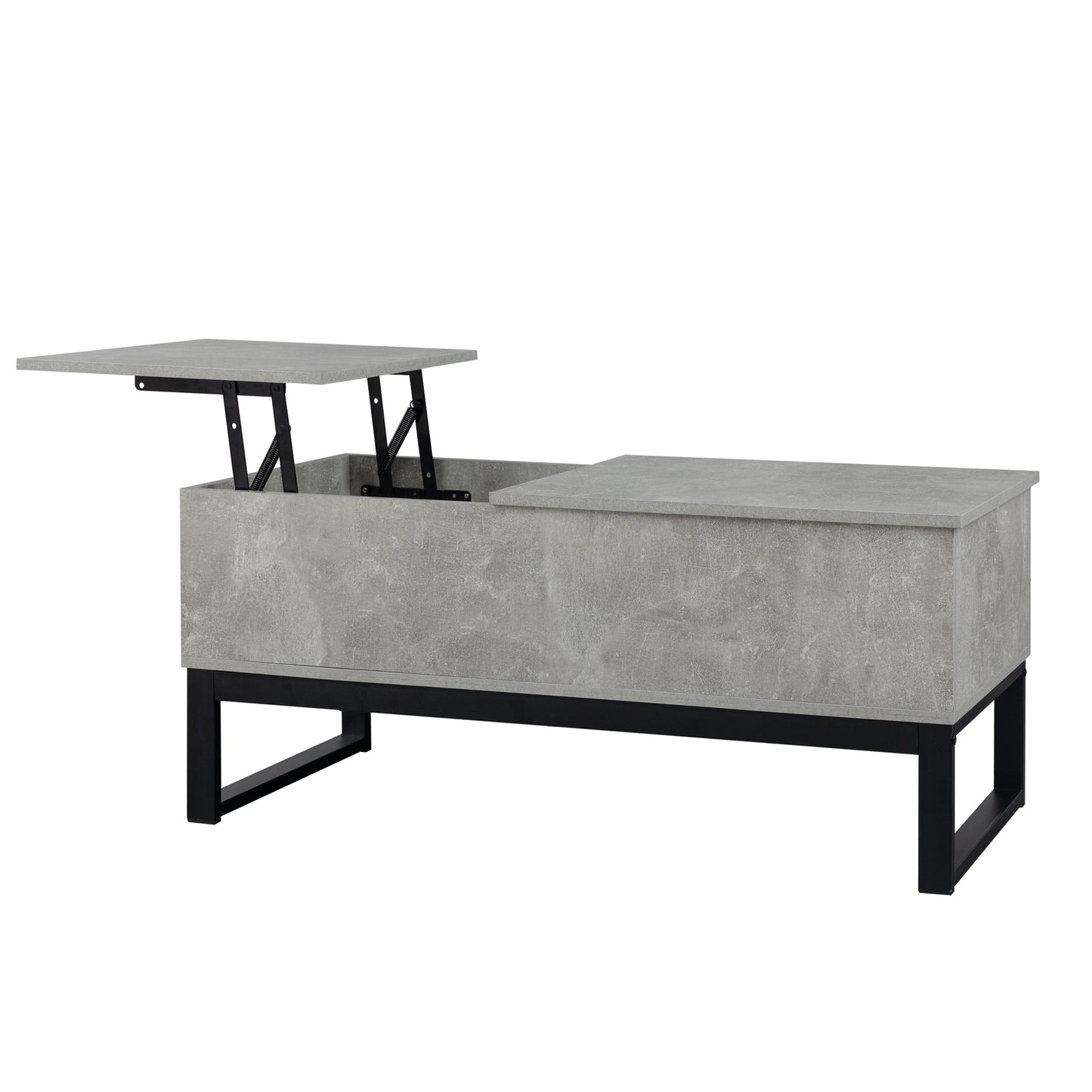 Elevated Gray Coffee Table with Hidden Storage and Adjustable Lift Top