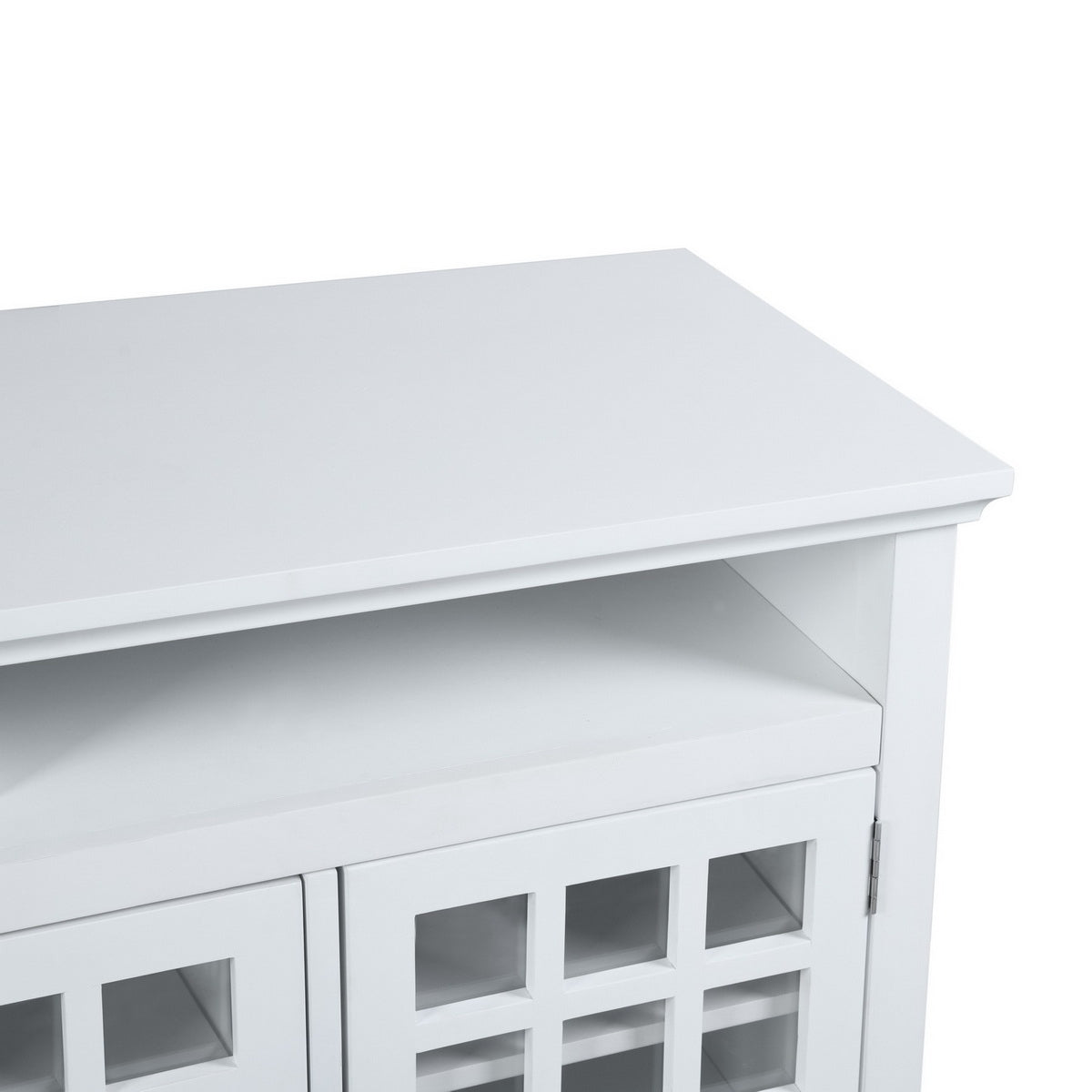 White Coastal TV Stand with 3-Door Cabinet