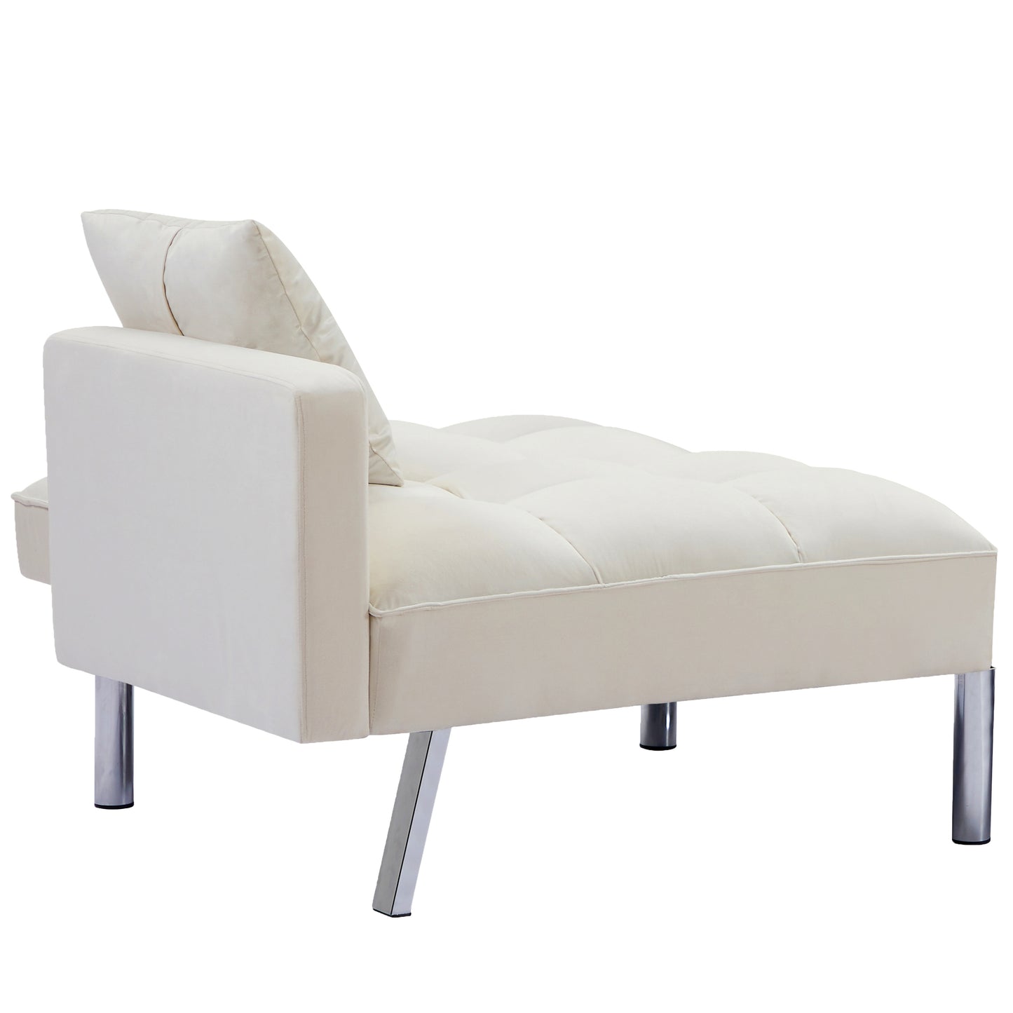 2-Seater Right Velvet Sofa with Adjustable Backrest and Toss Pillows