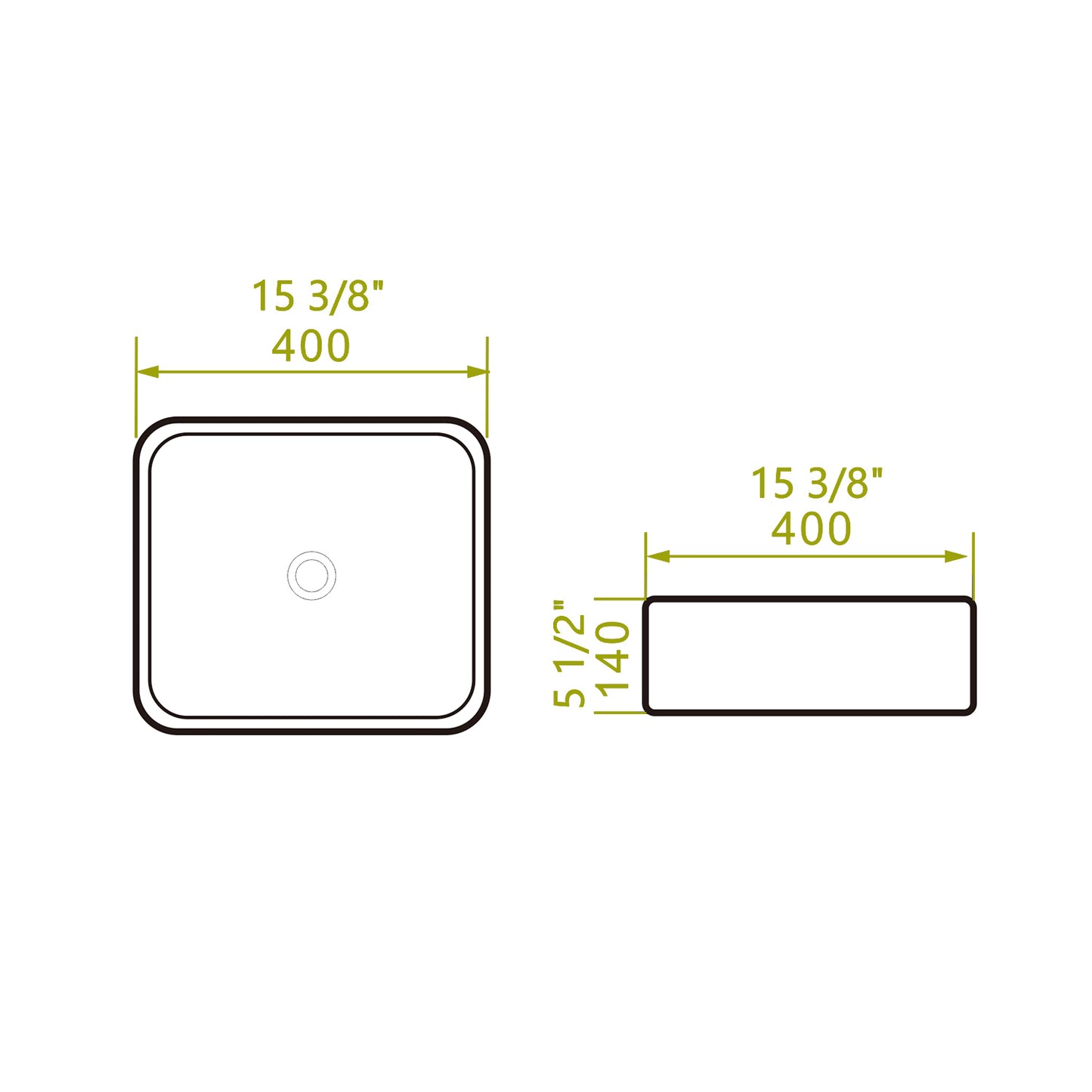 Vessel  Bathroom Sink Basin in White Ceramic