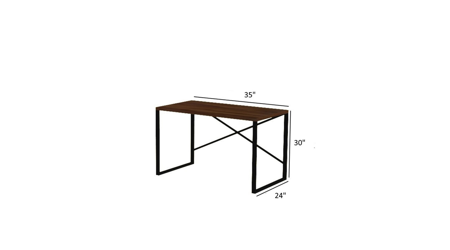 Lator Compact Black Metal and Walnut Writing/Computer Desk for Teens' Bedroom