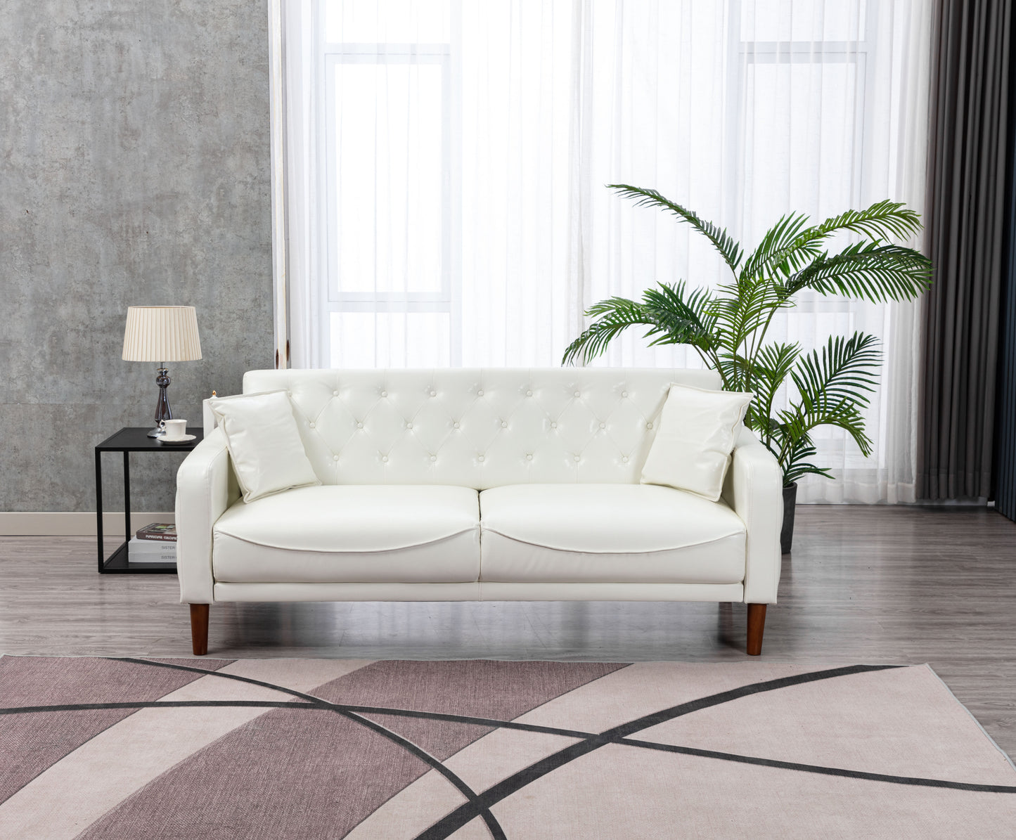 2047 Ivory PU Leather Sofa for Luxurious Living