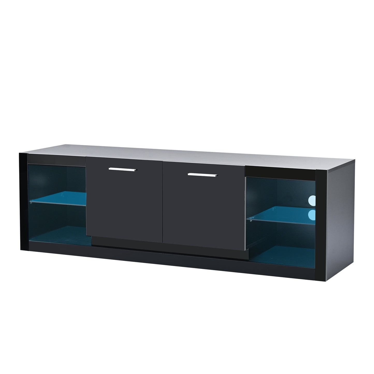 Sleek Black Entertainment Center with LED Lights for TVs Up to 70''