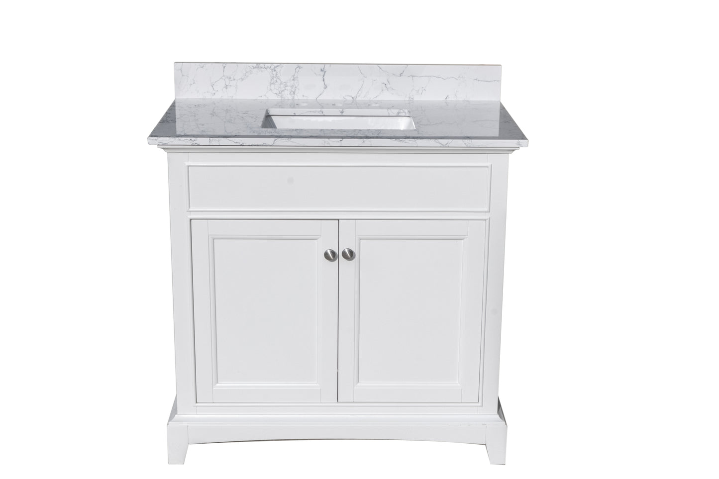 Montary 37"x 22" bathroom stone vanity top Carrara jade engineered marble color with undermount ceramic sink and 3 faucet hole with backsplash