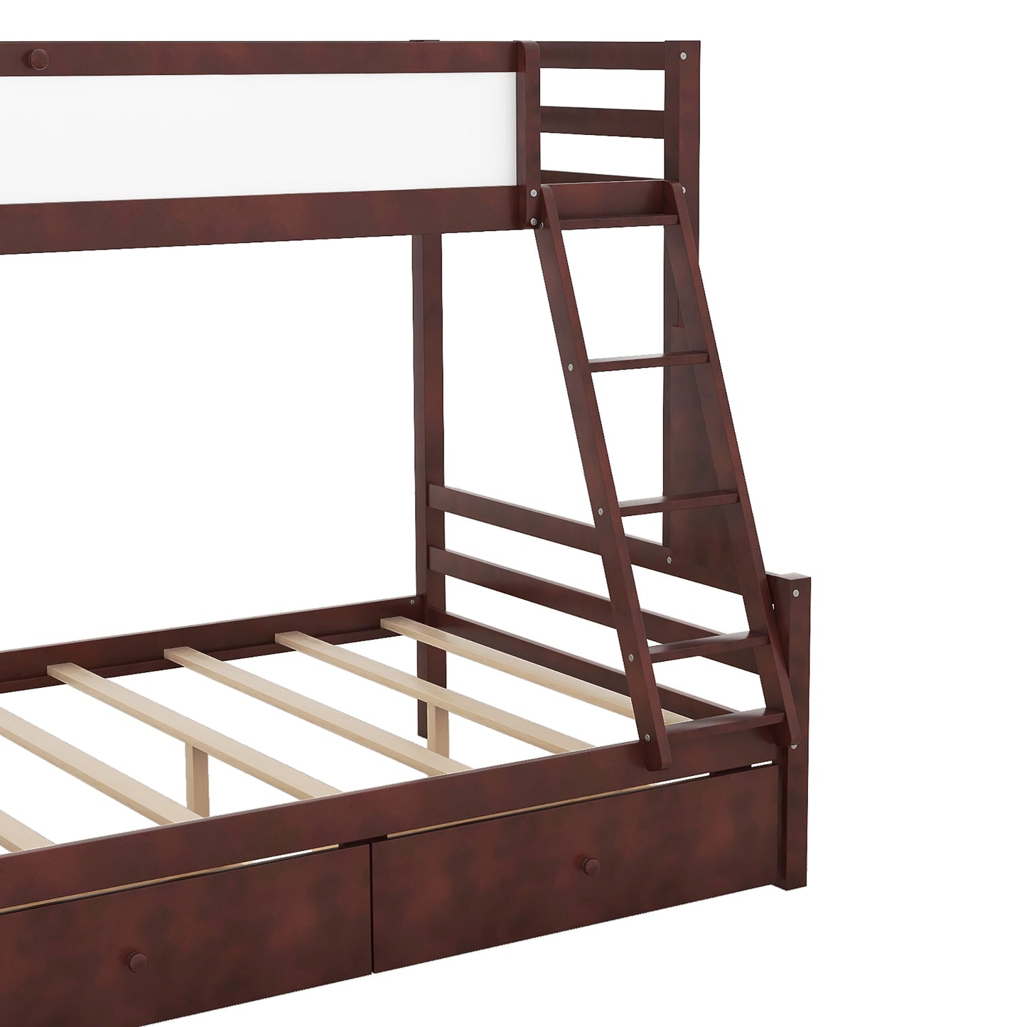 Espresso Twin over Full Bunk Bed with Whiteboard, Storage, and Safety Features