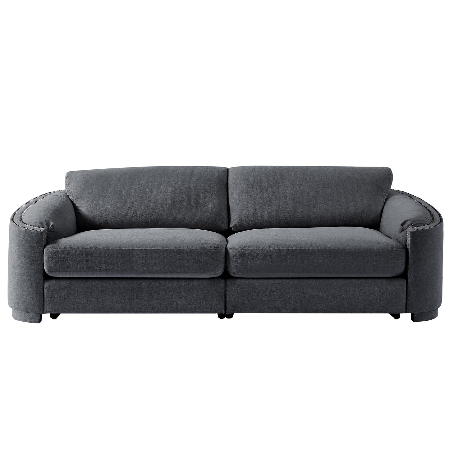 U_Style Stylish Sofa with Semilunar Arm, Rivet Detailing, and Solid Frame for Living Room