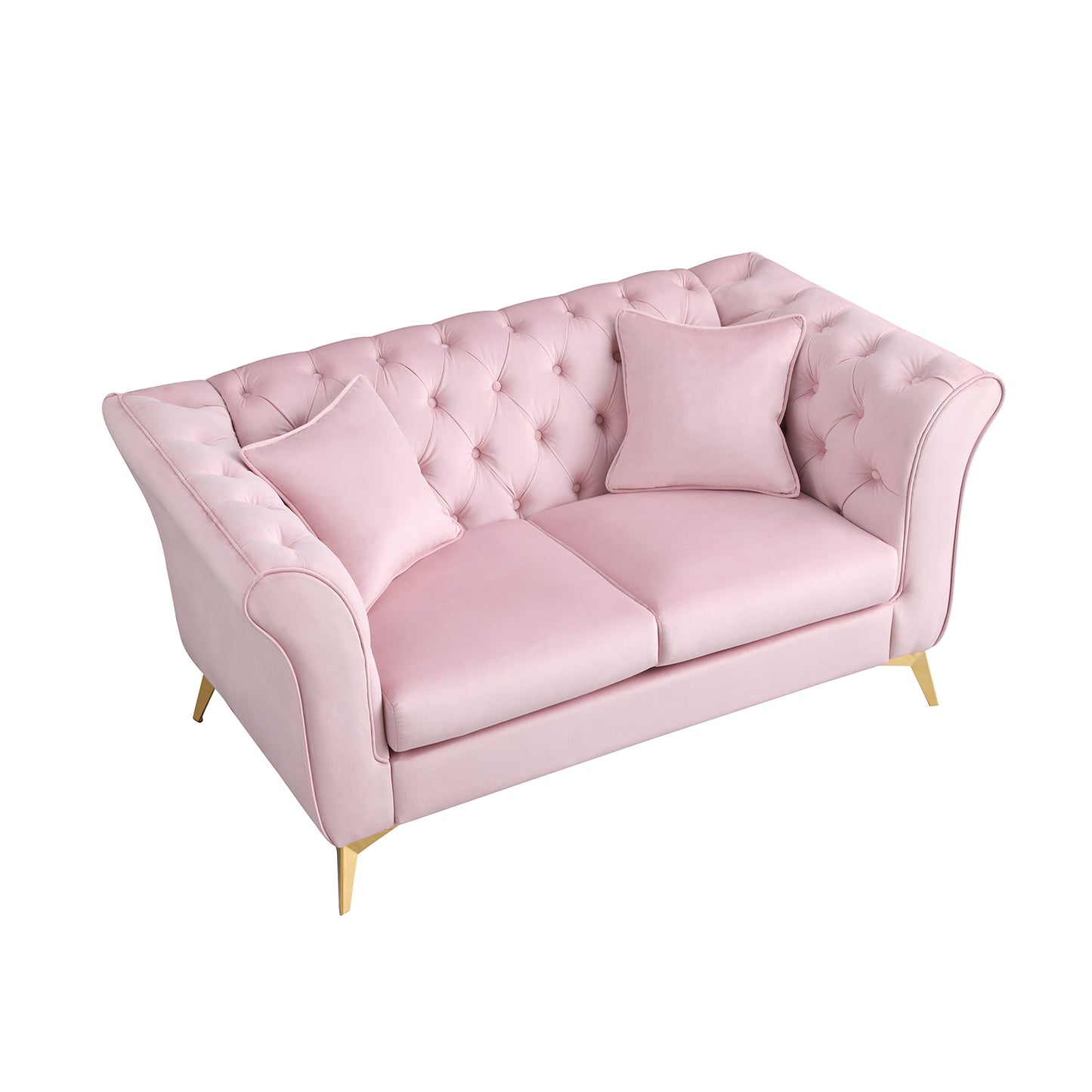 Chesterfield sofa ,Stanford sofa ,  high quality Chesterfield sofa ,Pink color , tufted and wrinkled fabric  sofa;contemporary Stanford sofa .loverseater; tufted sofa with scroll  arm and scroll back