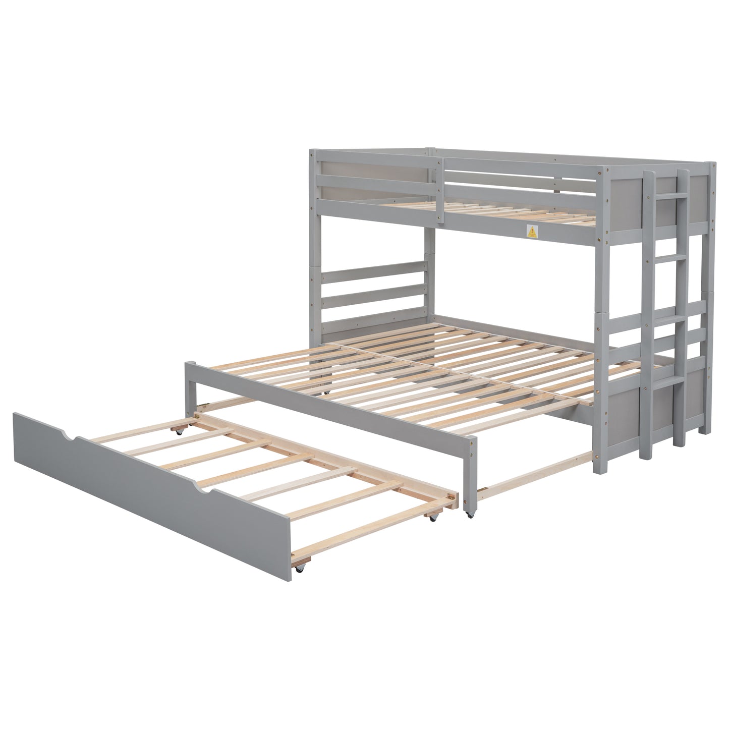 Gray Twin over Pull-out Bunk Bed with Trundle - Stylish Space-Saving Solution