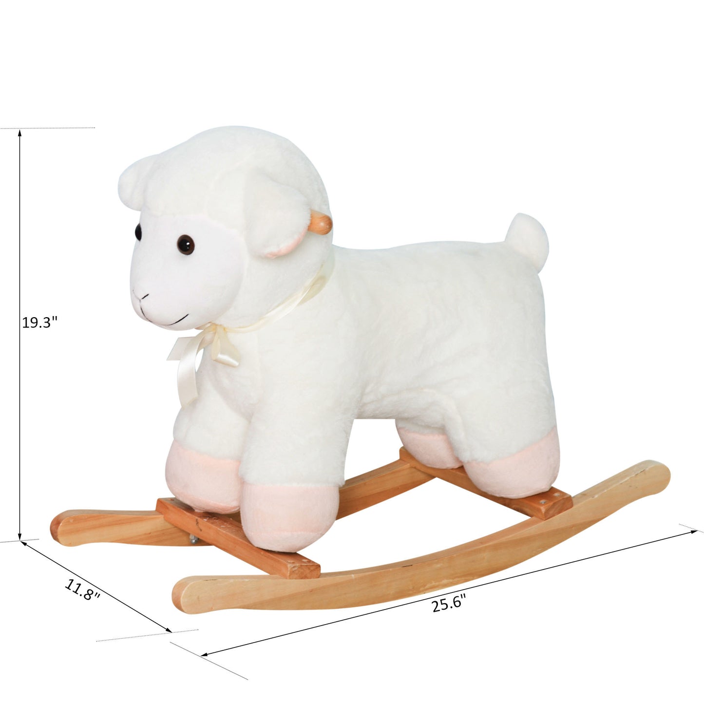 Qaba Lamb Rocking Chair Sheep for Kids, White Plush Toy Horse