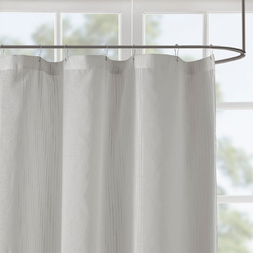 Elegant Grey and White Striped Sheer Shower Curtain