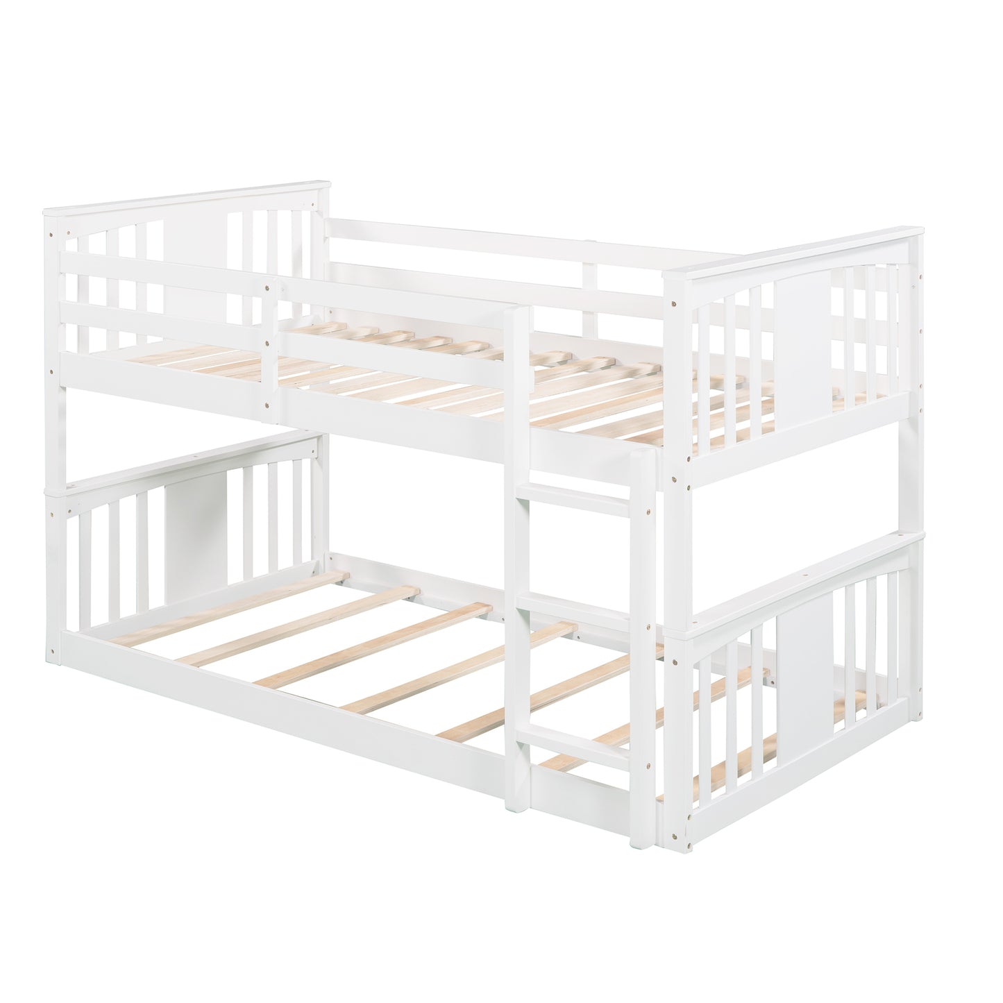 White Twin Bunk Bed with Ladder for Space-Saving Comfort