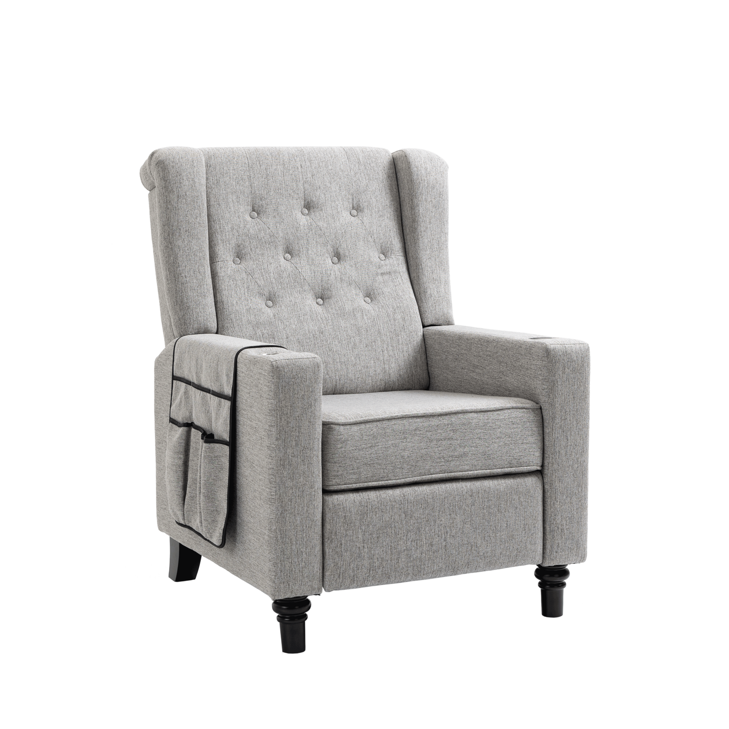 Modern Light Gray Push Back Recliner Chair with Massage and Heating Functions