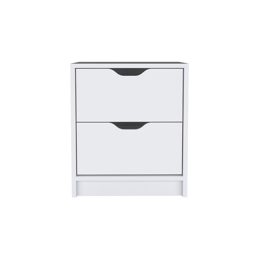 Nightstand Gandu, Two Drawers, White Finish