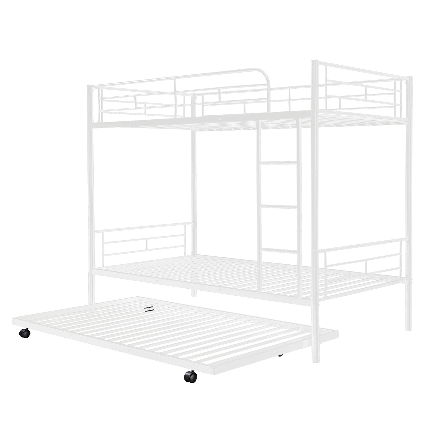 Trio Metal Bunk Bed With Trundle, Convertible to Two Beds, White (MF194806AAK)