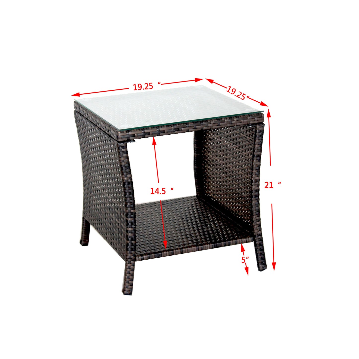 Elegant Outdoor Rattan Coffee Table with Tempered Glass Top