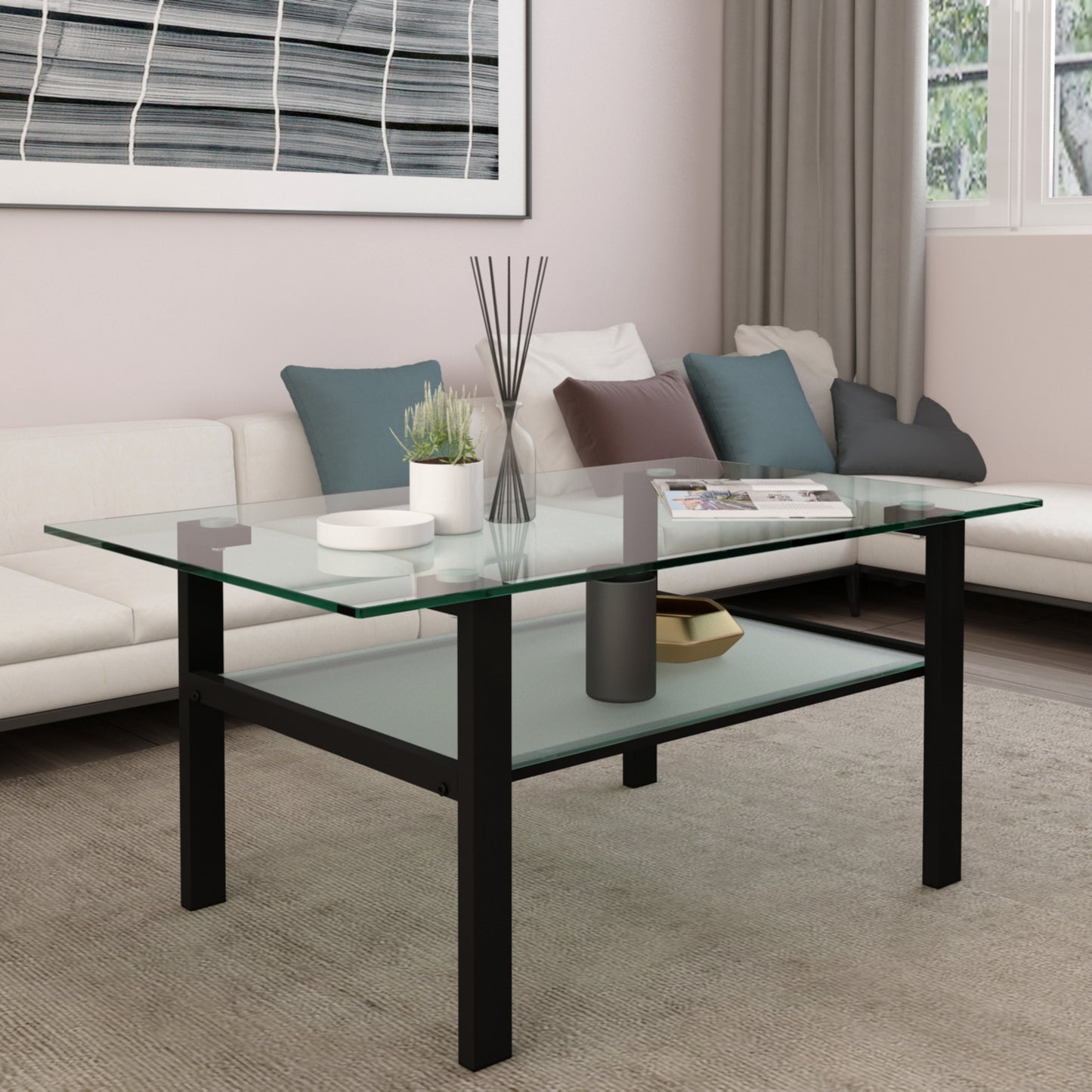 Modern Black Glass Coffee Table for Stylish Living Spaces