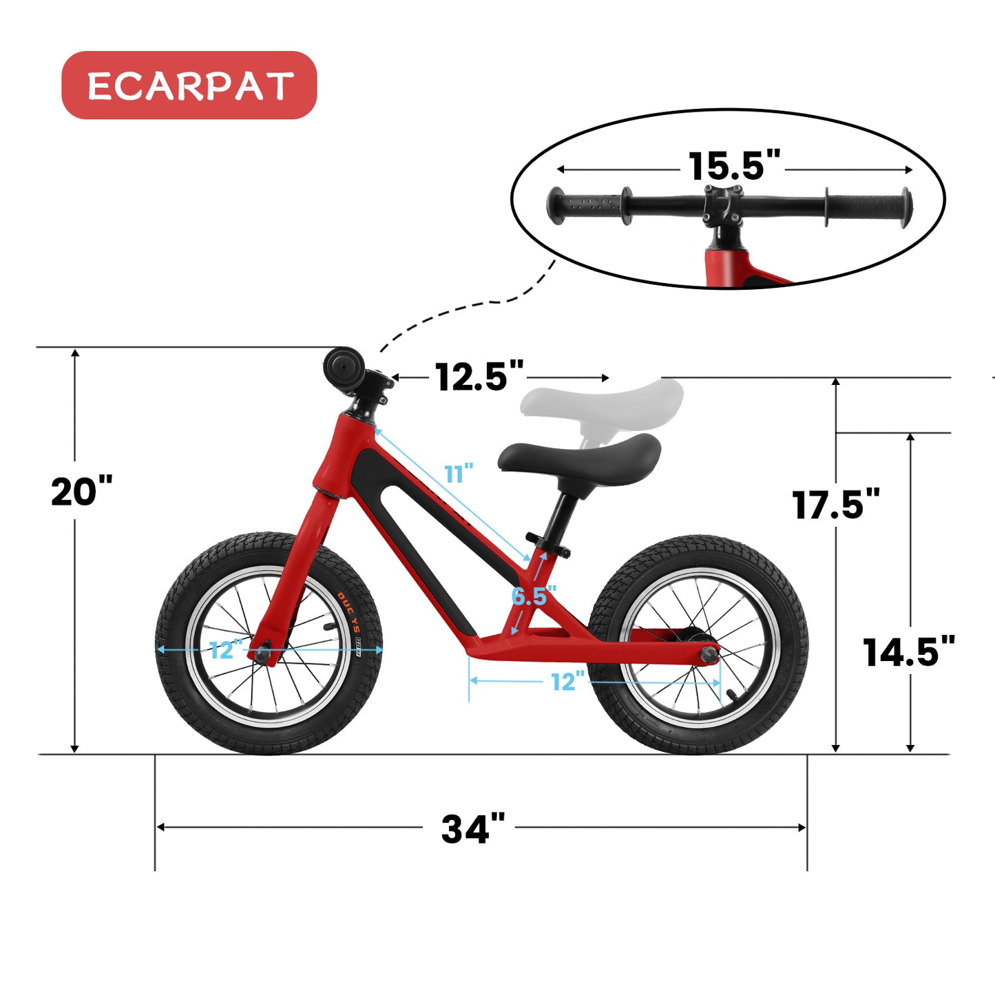 Magnesium Alloy Frame Balance Bike for Kids Ages 1-5 Years Old with Adjustable Seat and Nylon Rubber Tires