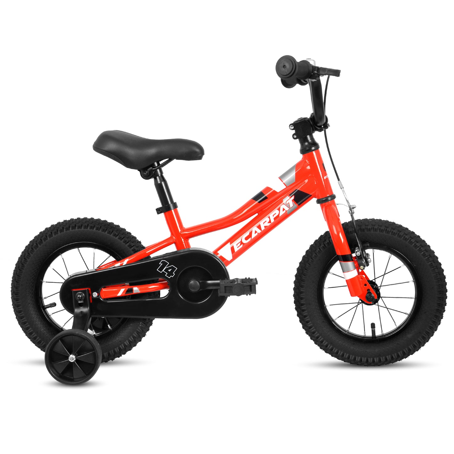 A14117 Ecarpat Kids' Bike 14 Inch Wheels, 1-Speed Boys Girls Child Bicycles For3-5Years, With Removable Training Wheels Baby Toys, Front V Brake, Rear Holding Brake