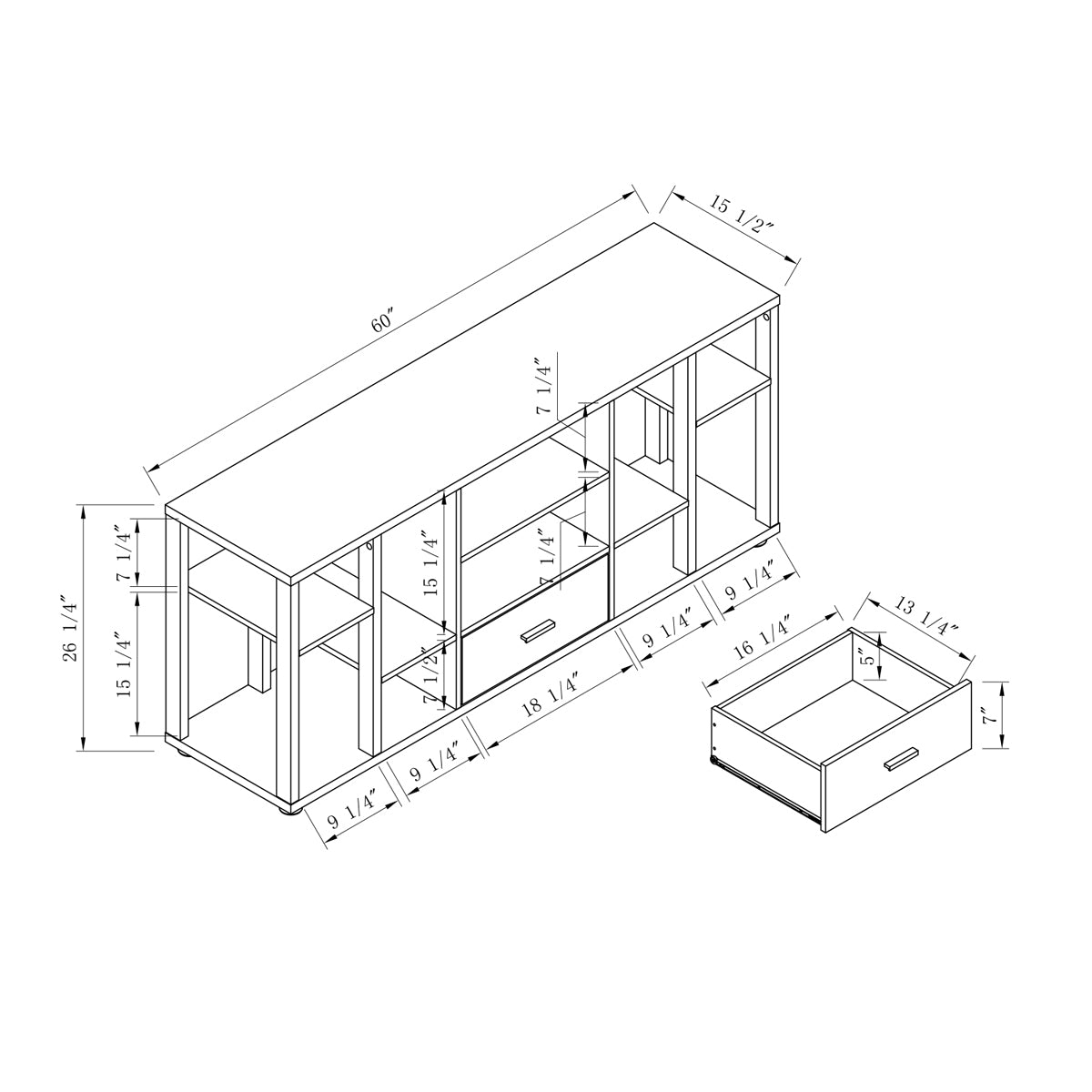 Grey Rustic Tall TV Stand with Storage