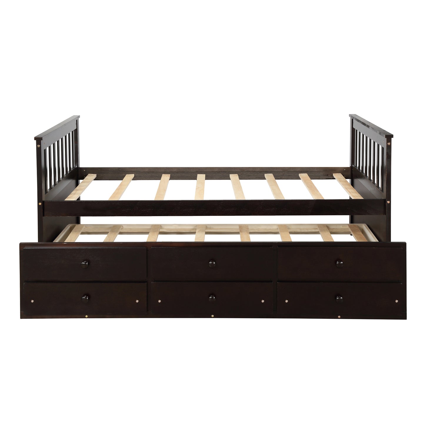 Captain's Bed Twin Daybed with Trundle Bed and Storage Drawers, Espresso