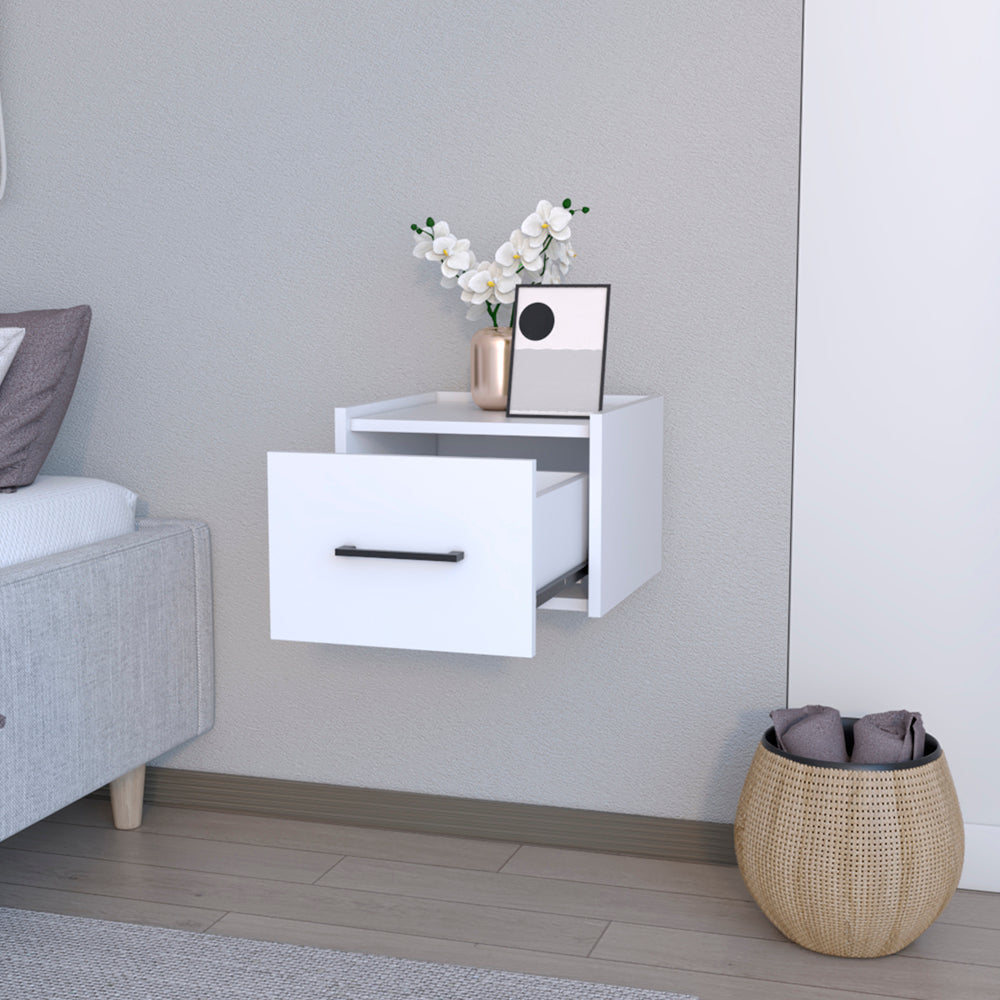 Floating Nightstand Calion, Bedroom, White