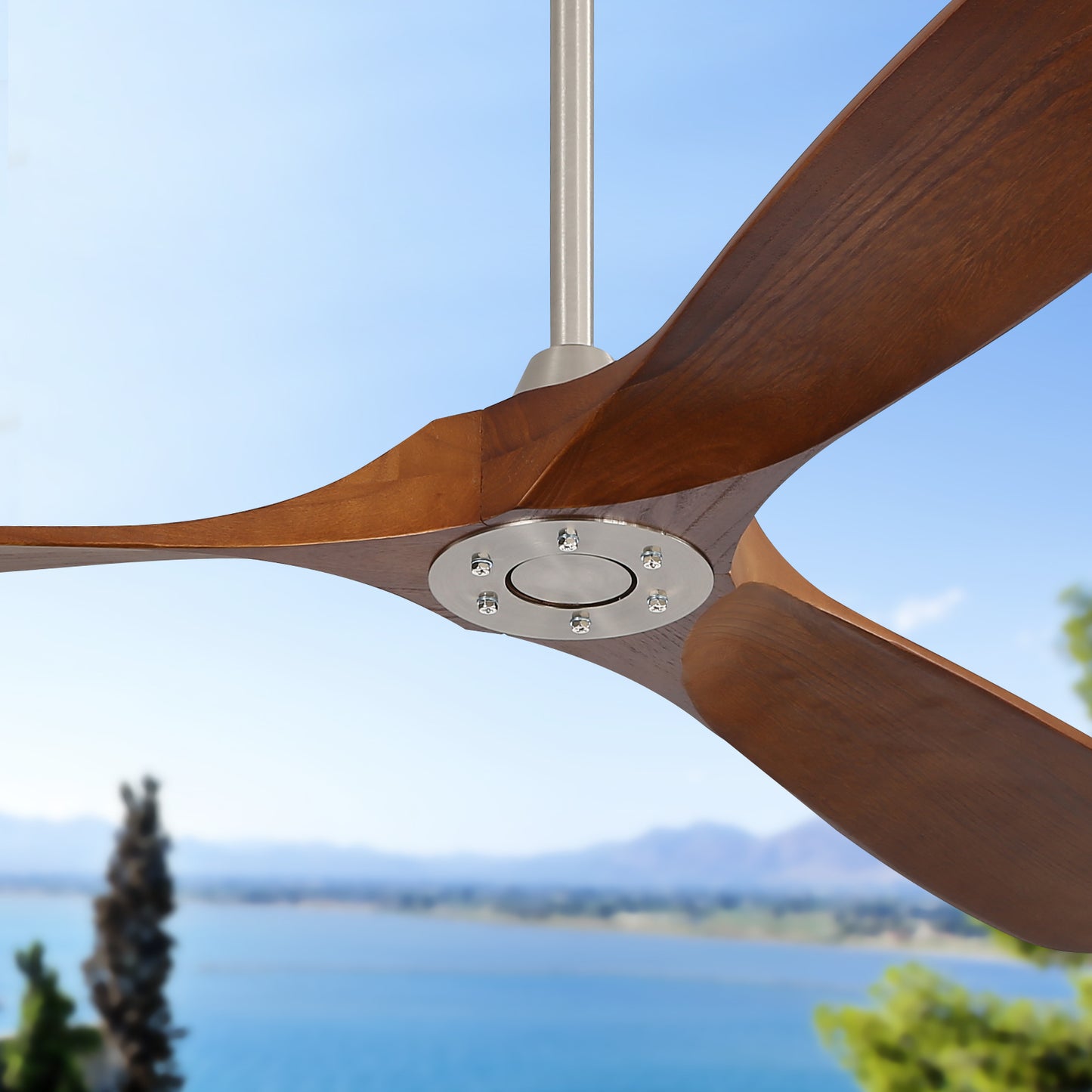 Elegant 60 Inch Indoor Ceiling Fan With 6 Speed Remote Control And Solid Wood Blades For Living Room