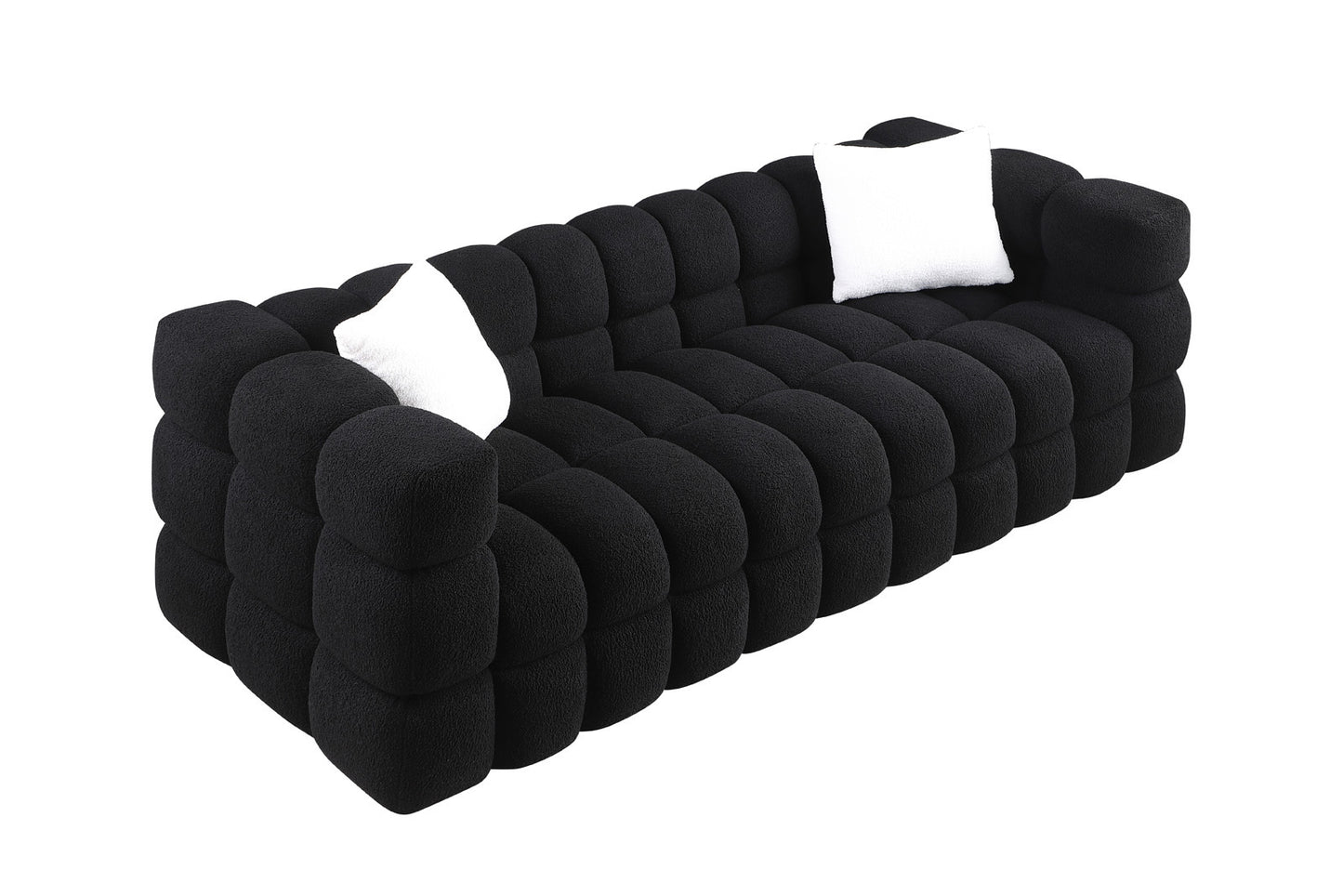 Marshmallow Boucle Sofa - 3 Seater, White, Designed for USA Body Structure