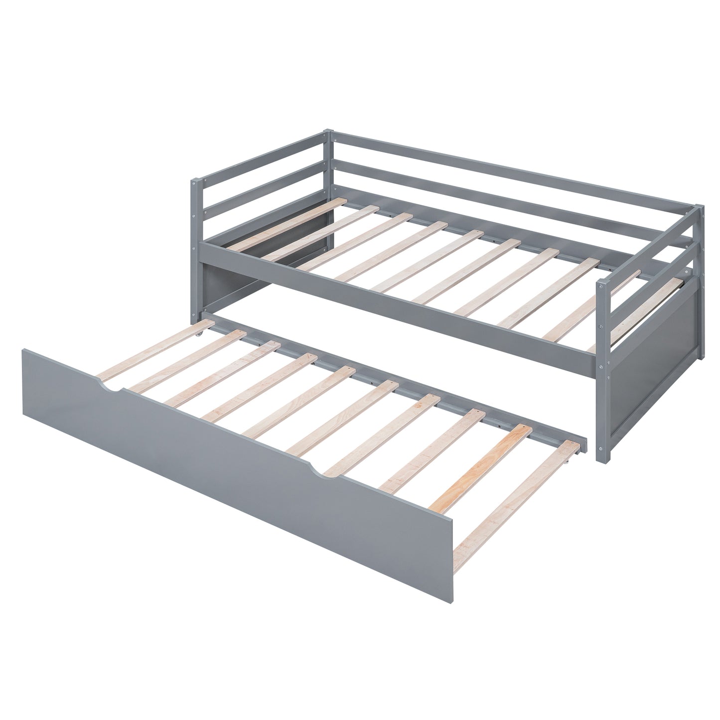 Twin Size Wood Daybed with Twin Size Trundle, Gray(Expected Arrival Time: 1.7)