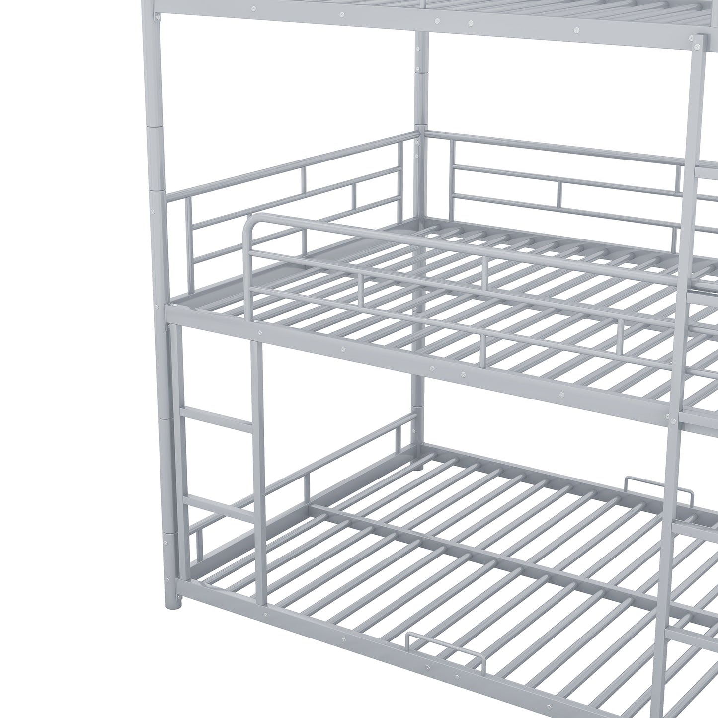 Silver Metal Triple Bunk Bed for Full Size