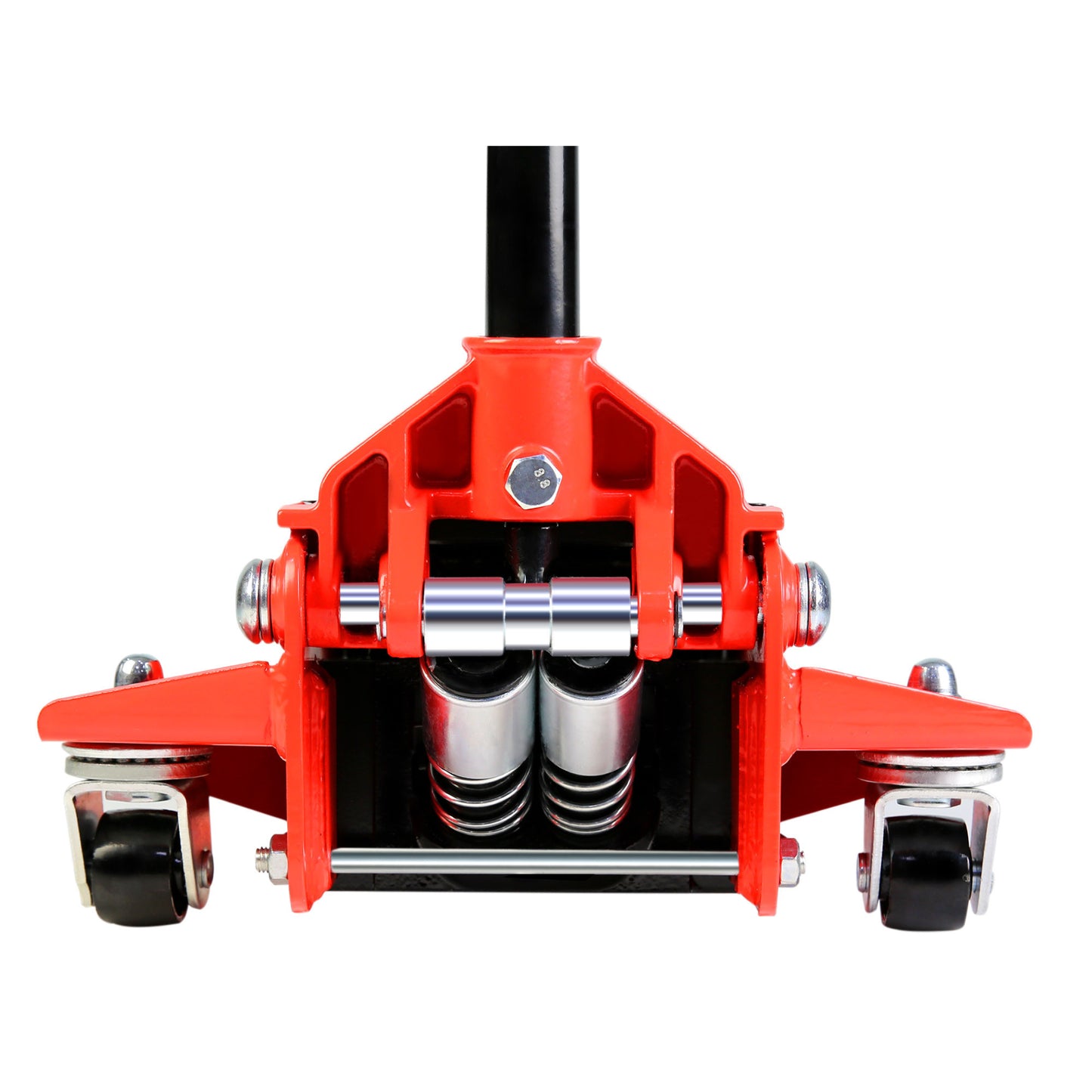 Ultra-Low Profile Dual Piston Hydraulic Car Jack, Red and Black, 3 Ton Capacity, Lifting Range 3.3-19.7