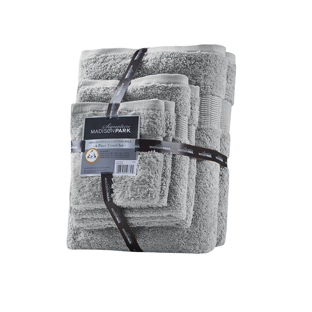 Luxury Madison Park Signature Luxor Egyptian Cotton Towel Set - 6 Piece