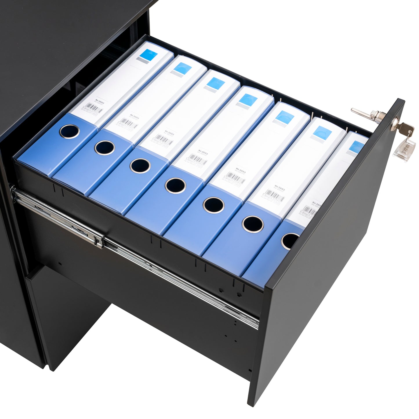 Steel Mobile Filing Cabinet with Lock, 2 Drawers, Anti-tilt Wheels