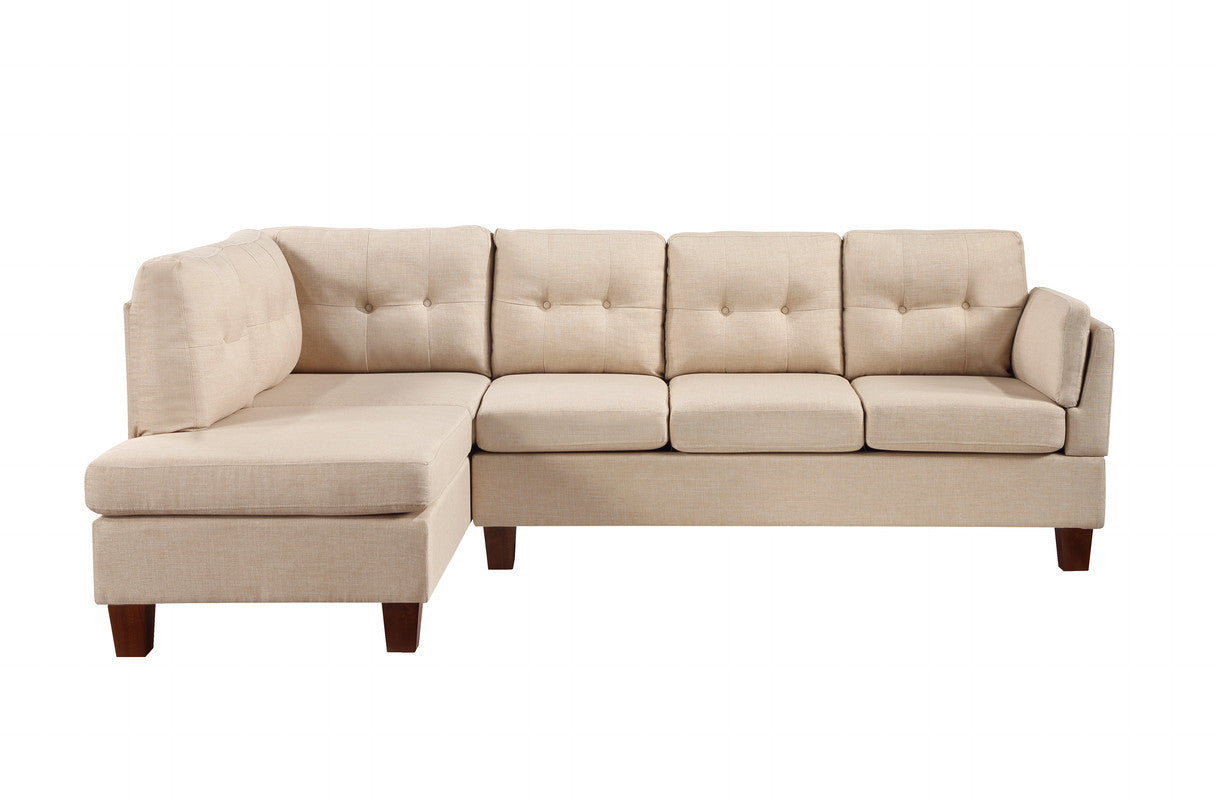 Khaki Linen Sectional Sofa with Left Facing Chaise - Elegant and Comfortable