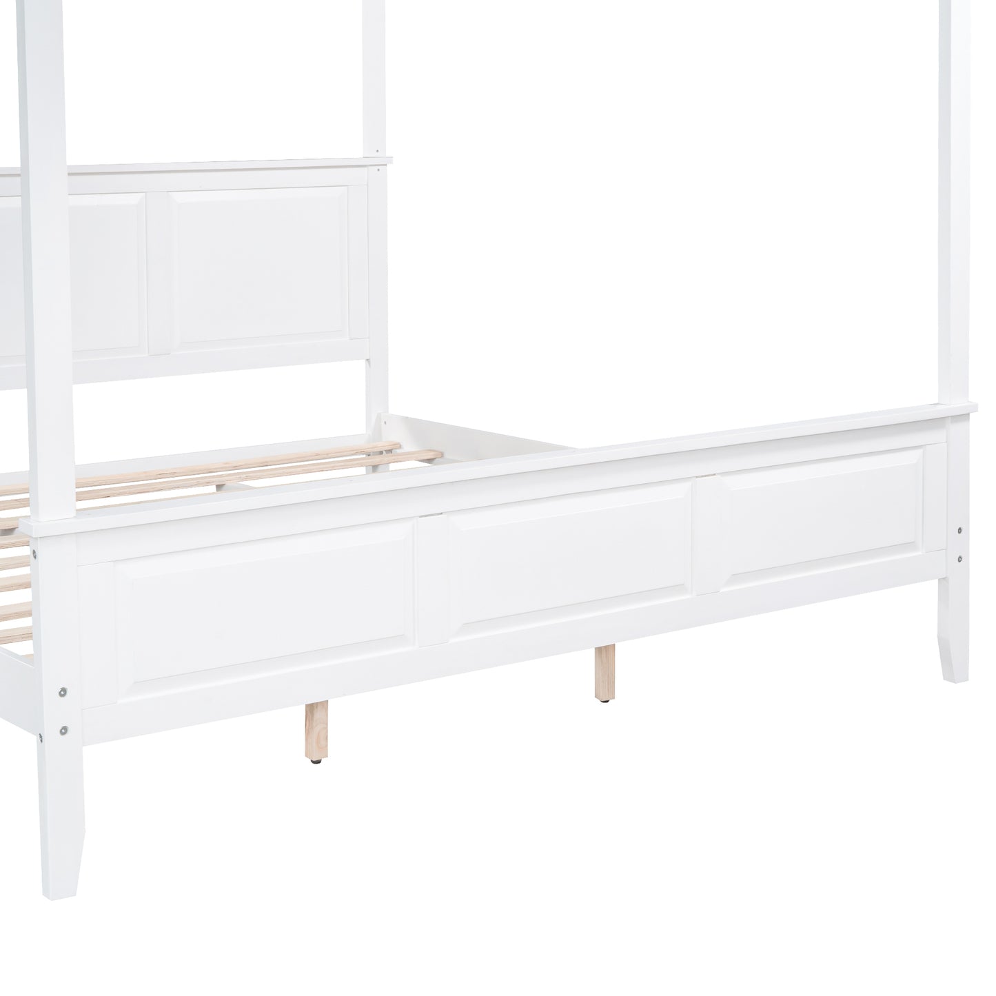 King Size Canopy Platform Bed with Headboard and Footboard,With Slat Support Leg, White