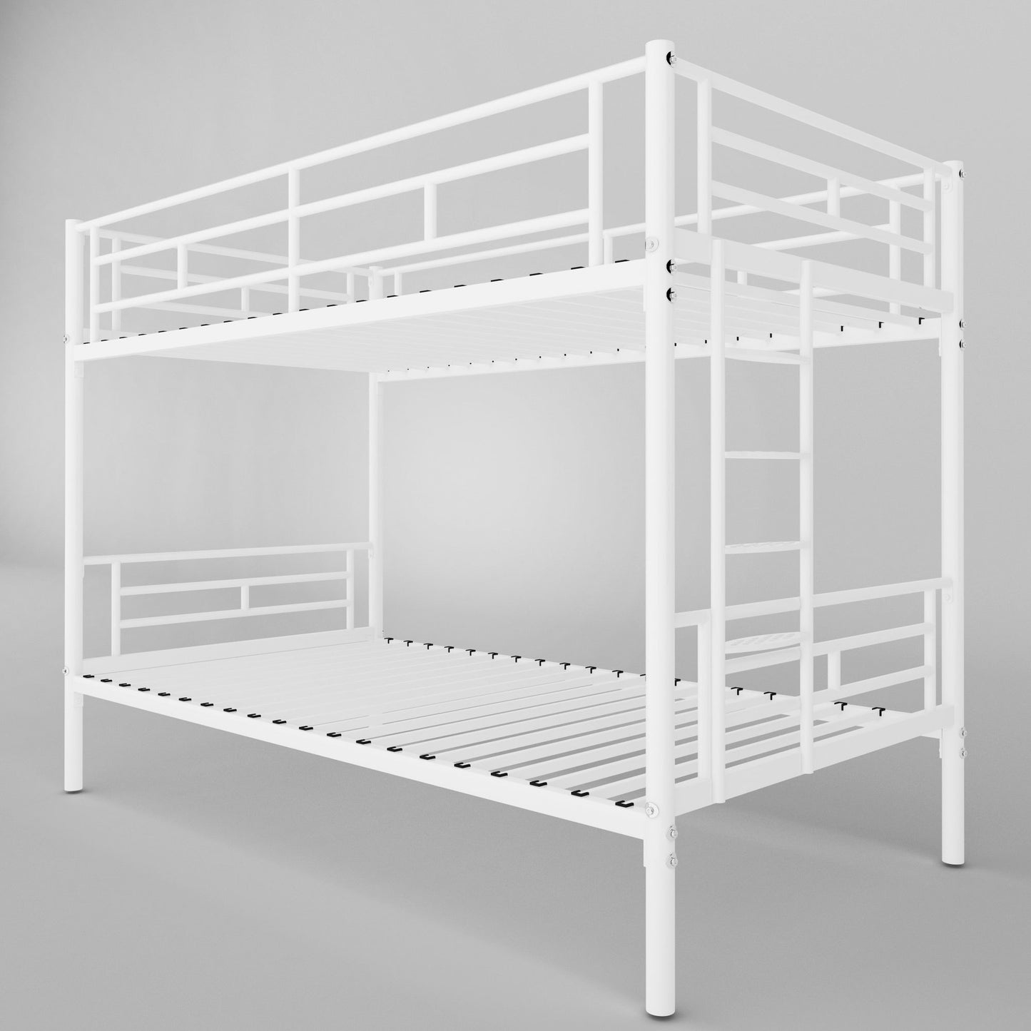 White Metal Twin Bunk Bed with Easy Assembly & Secure Guardrails