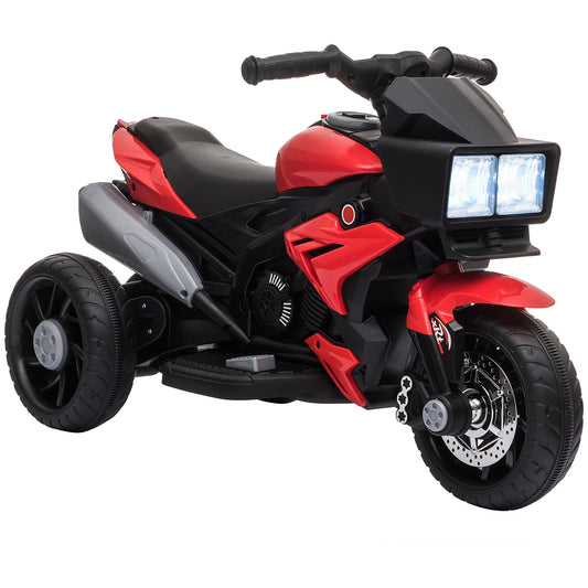 6V Kids Motorcycle Toddler Ride-on Toy, High-Traction Battery-Operated Mini Electric Motorbike with Forward/Reverse Switch, Music, Headlights, Horn, Red