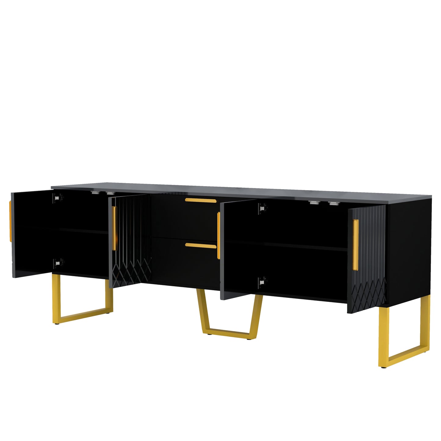 Elegant Black Wood TV Stand with Ample Storage Space for TVs up to 75 Inches