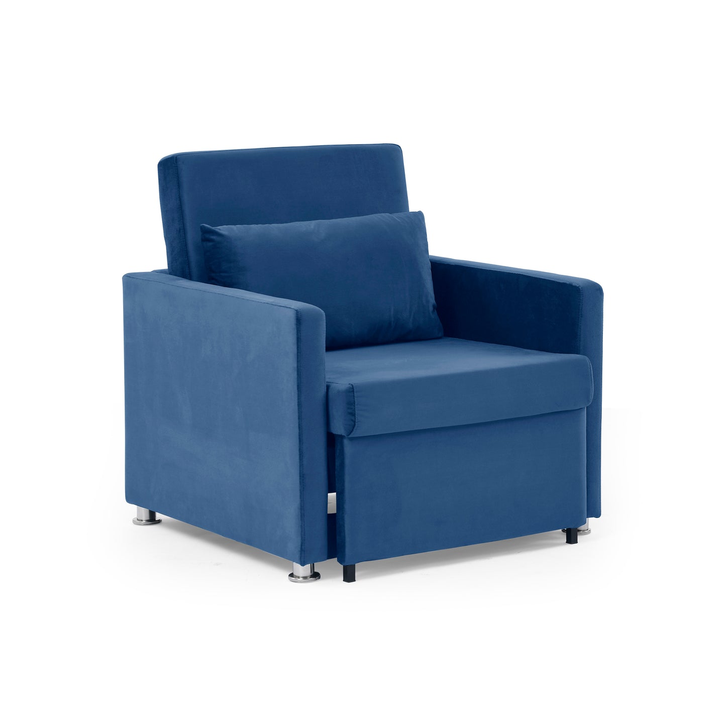 Sofa Bed Chair 2-in-1 Convertible Chair Bed, Lounger Sleeper Chair for Small Space with One Pillow, Blue Velvet