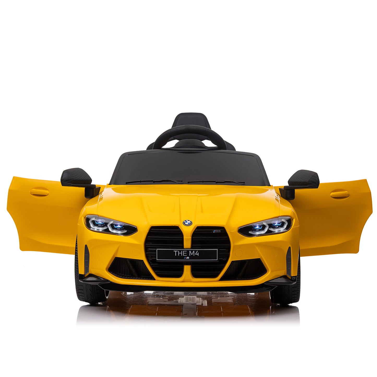 BMW M4 12v Kids ride on toy car 2.4G W/Parents Remote Control,Three speed adjustable,Power display, USB,MP3 ,Bluetooth,LED light,story,A handle with wheels and a pull, easy to carry