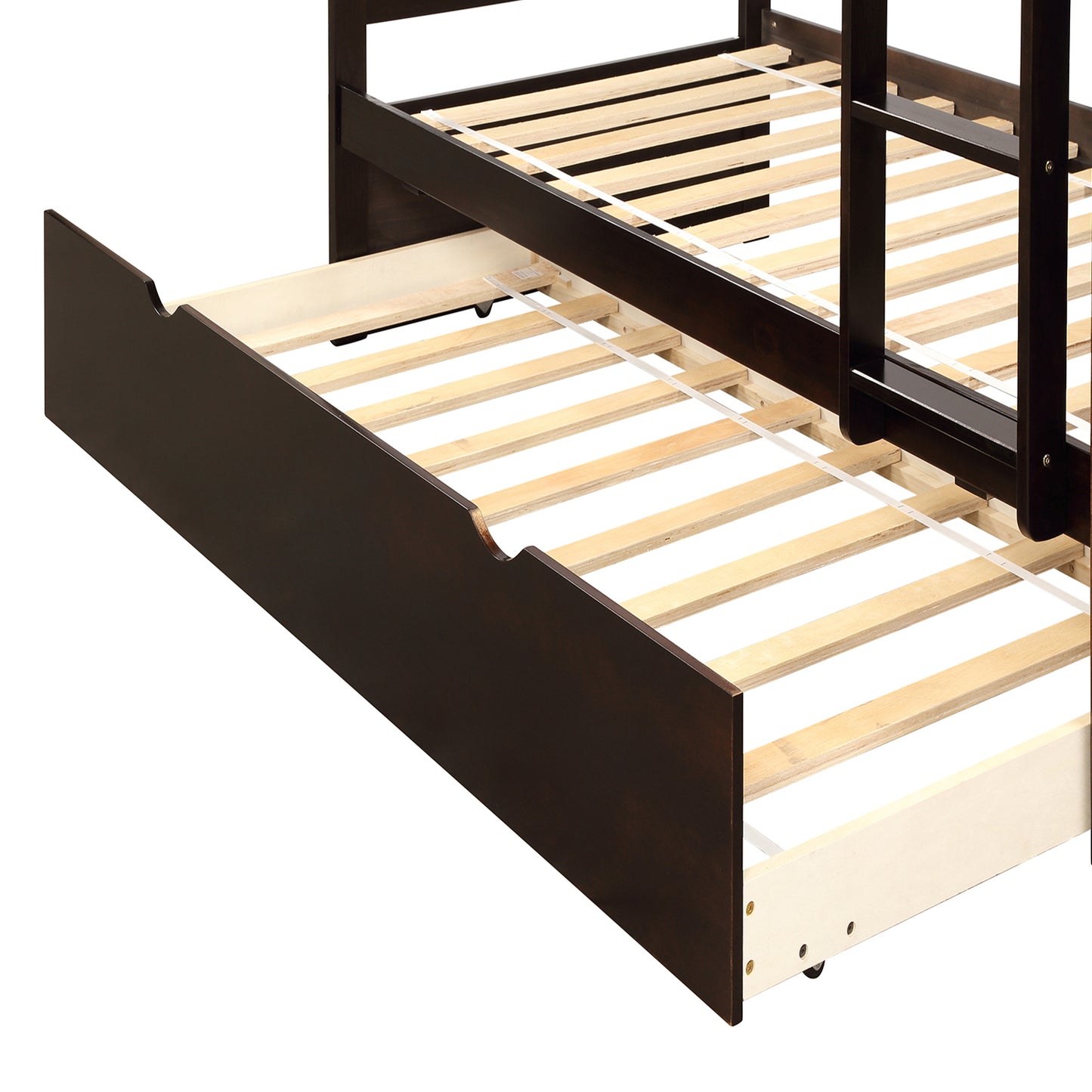 Children's Twin Bunk Beds with Trundle Bed and Safety Features