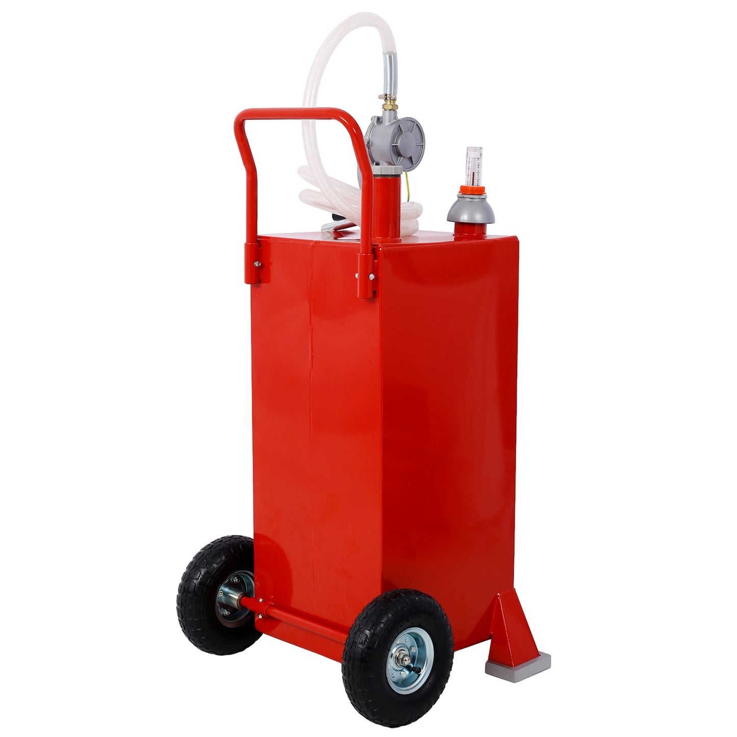30 Gallon Gas Caddy With Wheels, Fuel Transfer Tank Gasoline Diesel Can Reversible Rotary Hand Siphon Pump, Fuel Storage Tank For Automobiles ATV Car Mowers Tractors Boat Motorcycle(Red)
