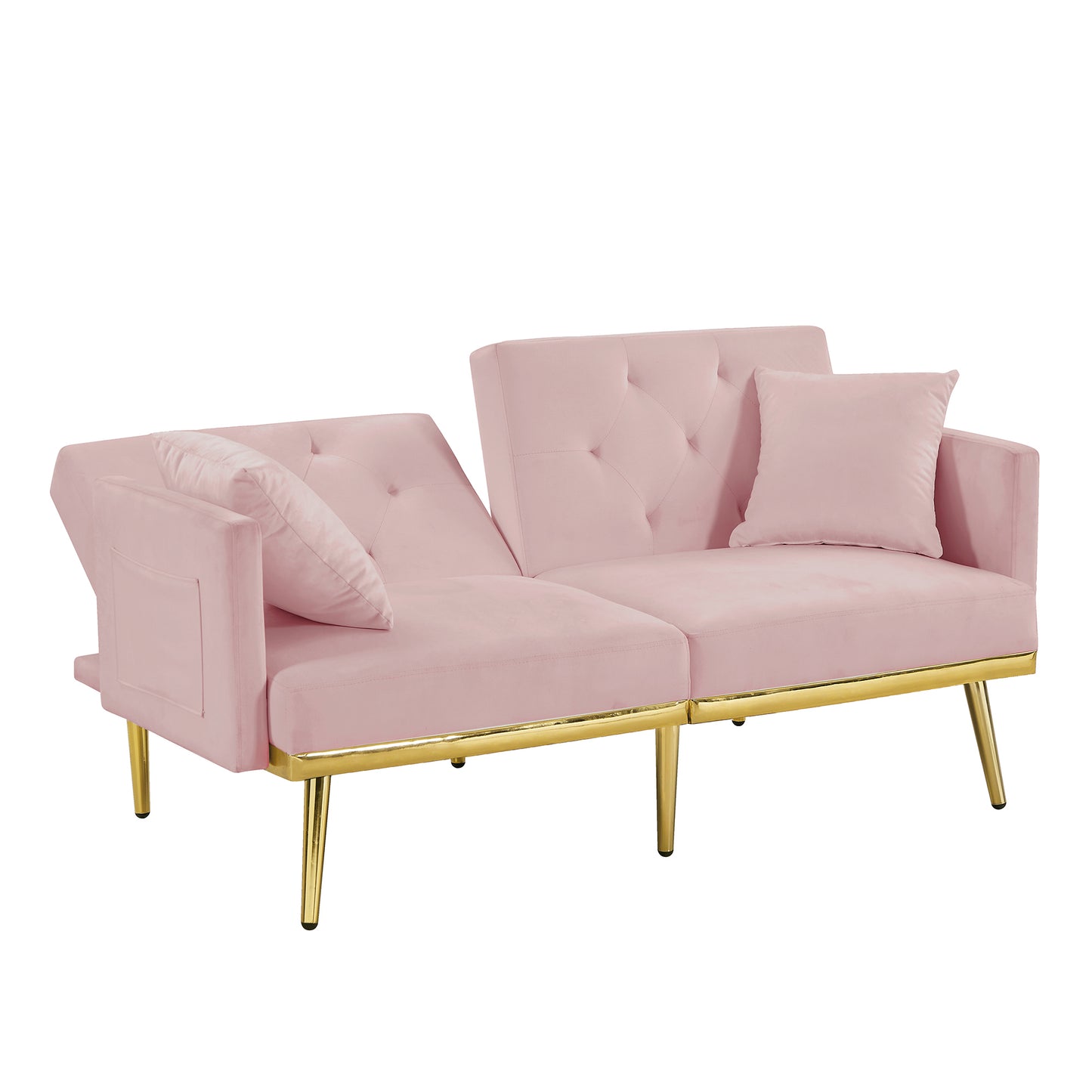 PINK VELVET SOFA BED