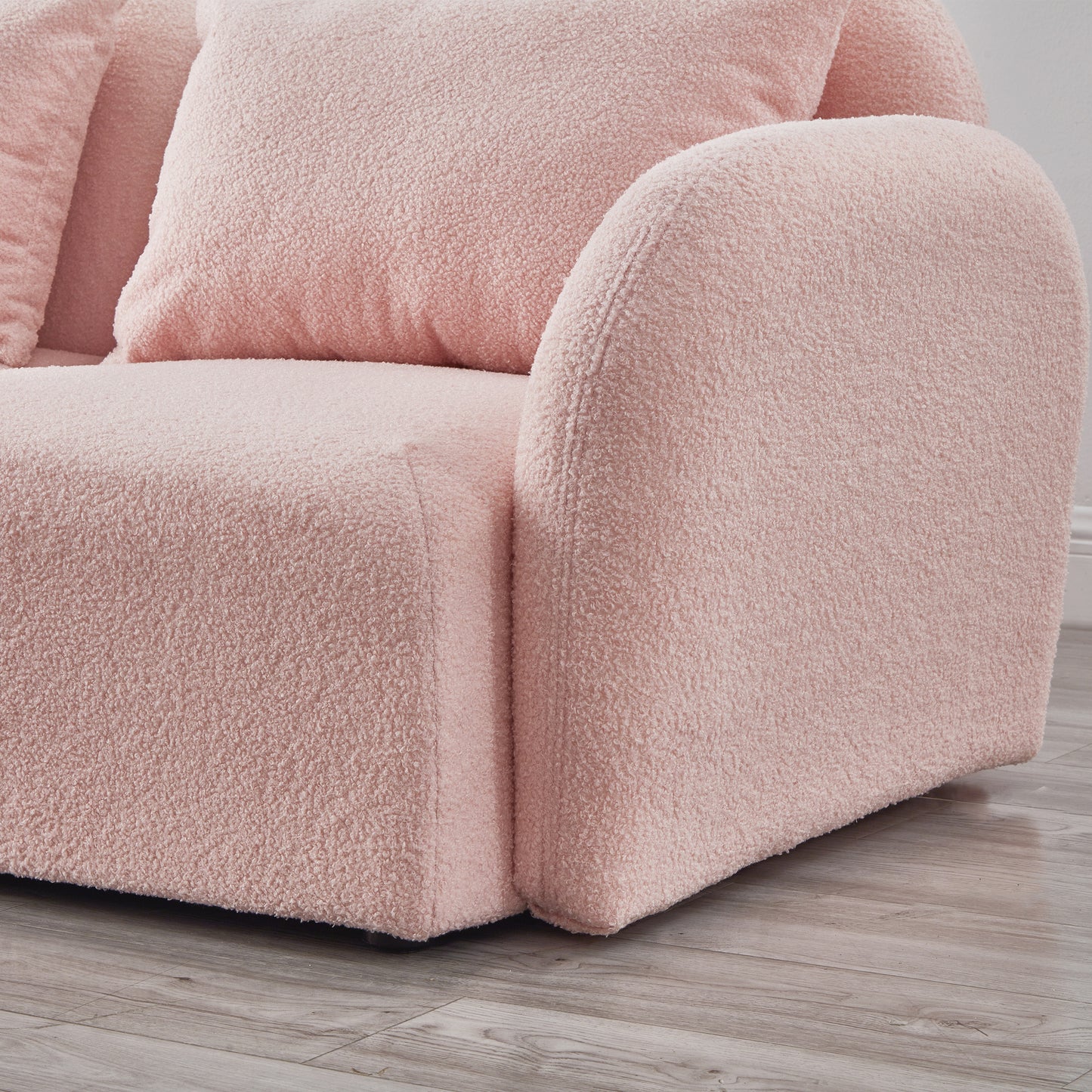 Living Room Furniture Three Seat Lazy Sofa Teddy Fabric Pink