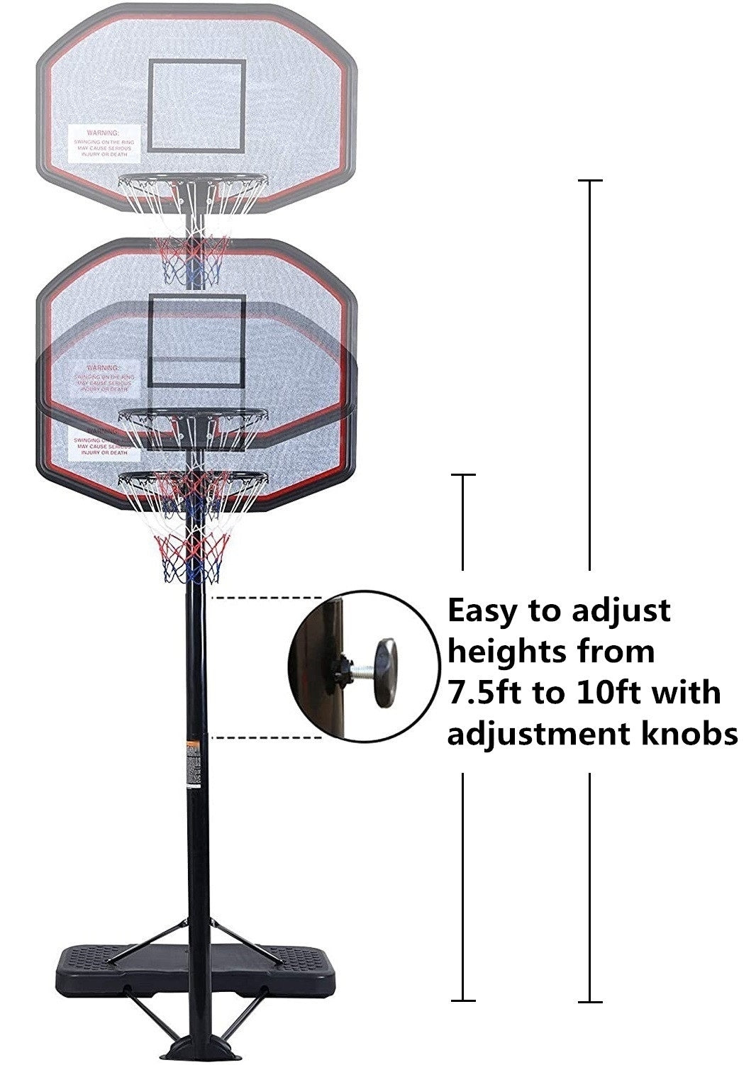 Basketball Hoop System Height Adjustable Basketball Stand for Teens Adults Indoor Outdoor w/Wheels, 43 Inch Backboard Teenagers Indoor Outdoor