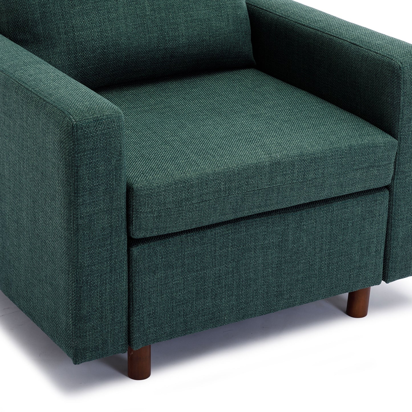 Modular Green Sectional Sofa Set with Ottoman and High-Quality Linen Fabric