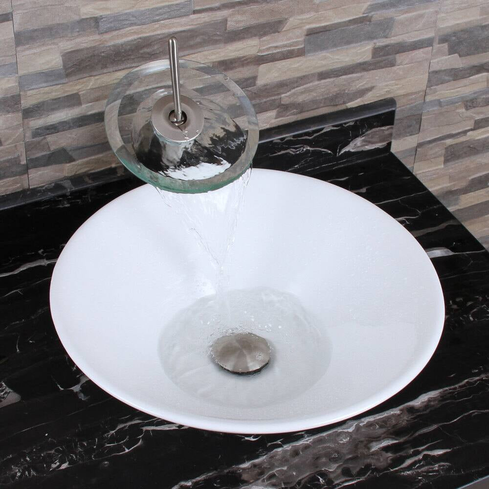 Ceramic Round Above Counter White Bathroom Sink Art Basin(BAB217MOWH)