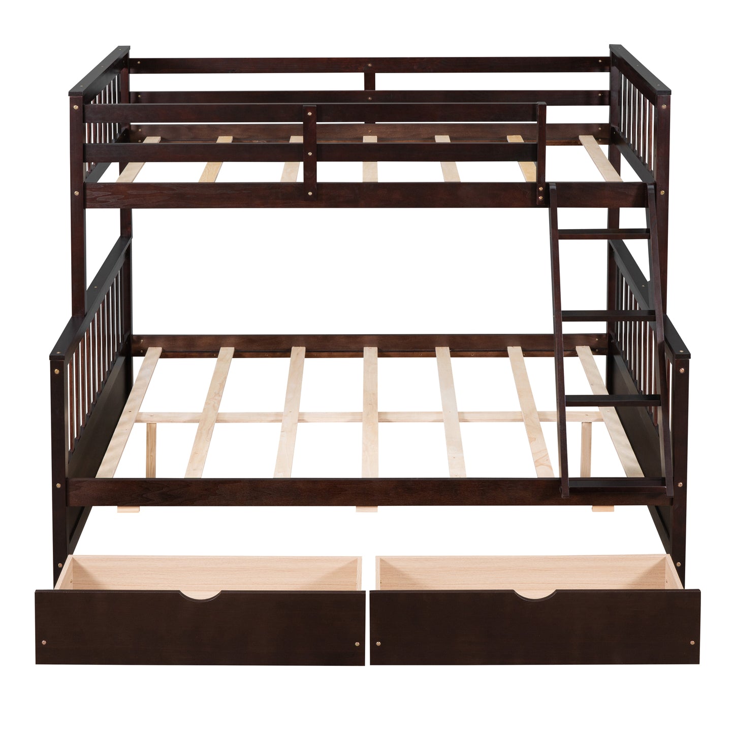 Convertible Twin-Over-Full Bunk Bed with Storage Drawers and Safety Features (Espresso)