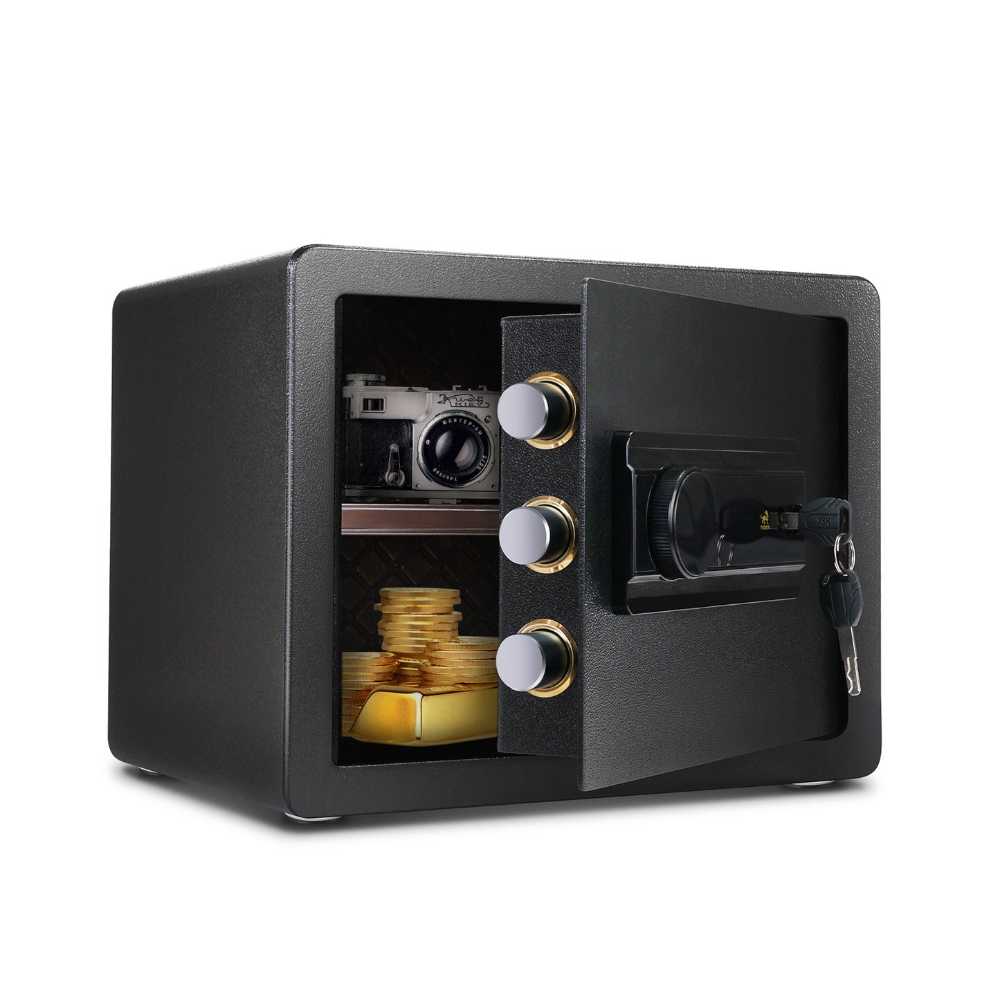 1.2 Cubic Feet Black Safe Box with Triple Security Measures